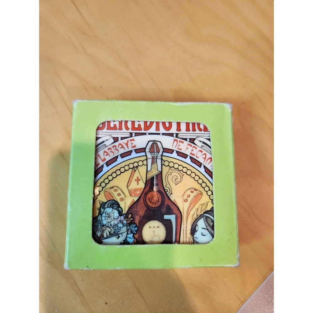 Vintage‎ Italia Benedictine Art Nouveau Coaster Set Made in Italy w/ Box rare